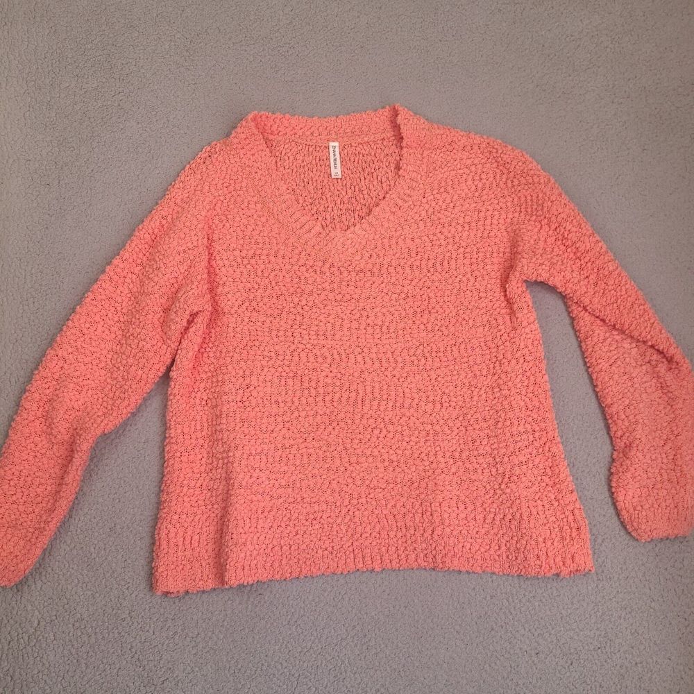 Zenana Premium Sweater Womens‎ 1X Plus Orange Coral Chunky Knit Lightweight